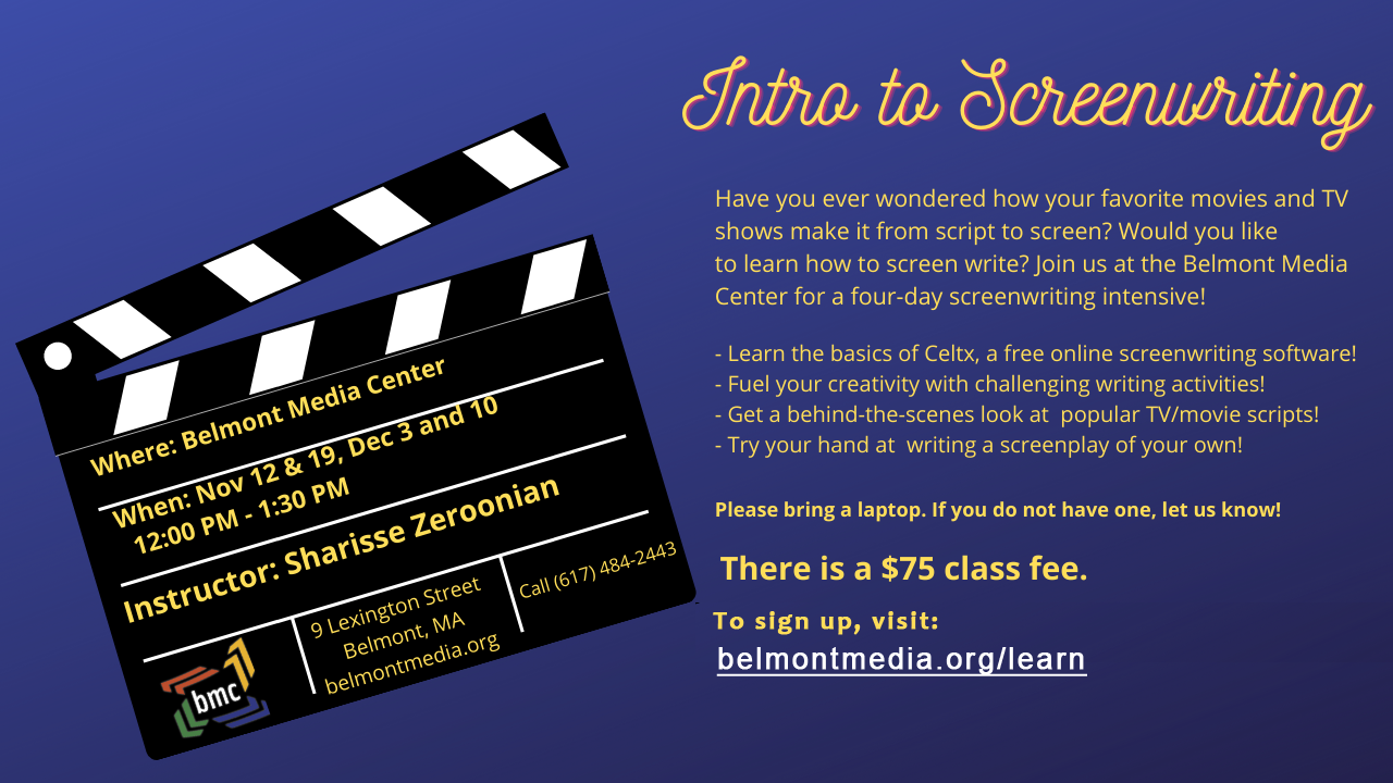 Intro To Screenwriting Edited Png Belmont Media Center